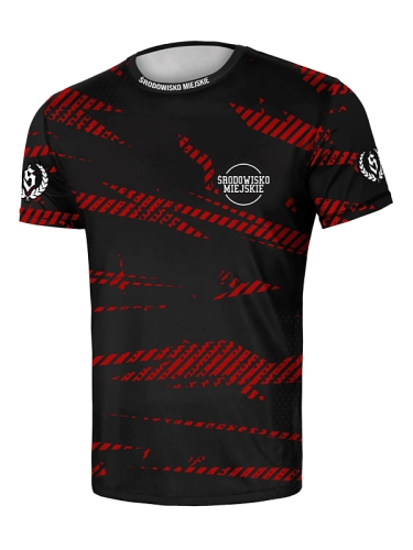 Koszulka Sportowa Mesh "CLS mini" - Czarna / Czerwona SM_1268 Środowisko Miejskie