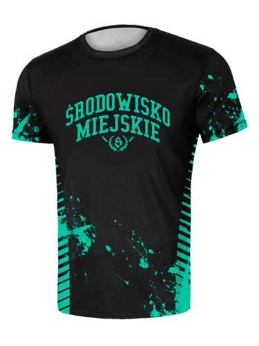 Koszulka Sportowa Mesh "Breakdown" - Czarna / Miętowa SM_1279 Środowisko Miejskie