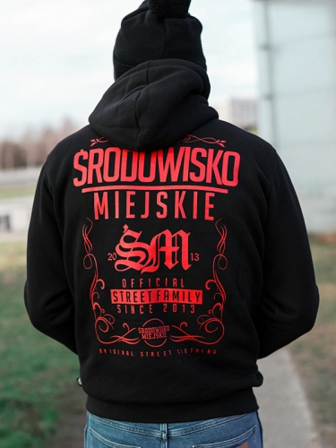 Bluza z kapturem "Theme" - Czarna / Czerwona SM_1261 Środowisko Miejskie