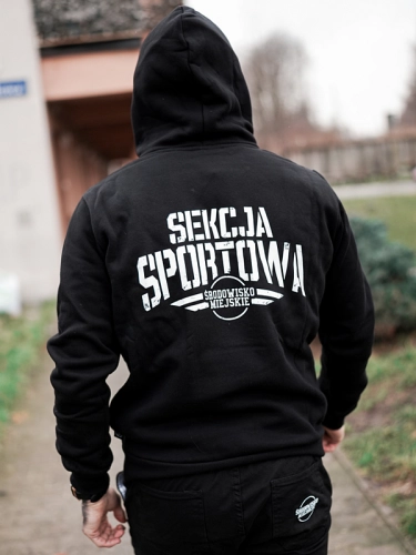 Bluza z kapturem "Sekcja sportowa" - Czarna SM_789 Środowisko Miejskie