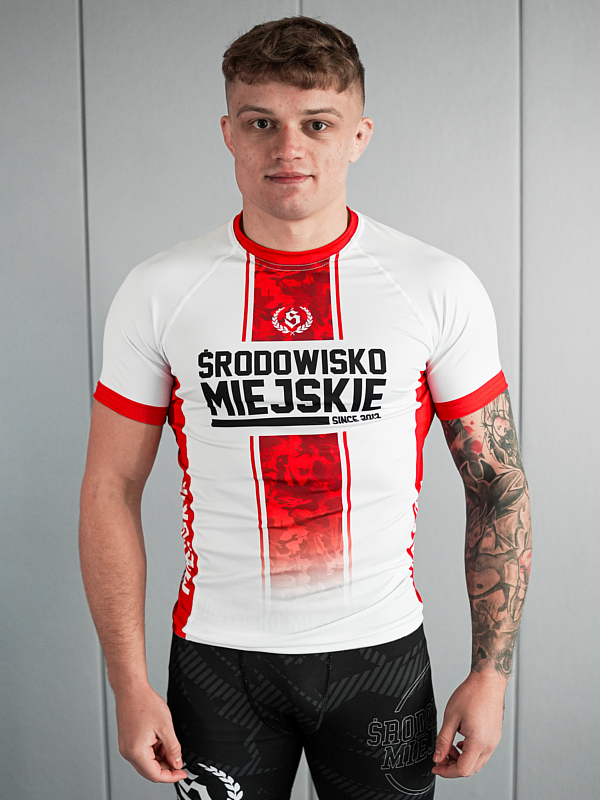 Rashguard "Fusion" - Biało / Czerwony SM_1298 Środowisko Miejskie