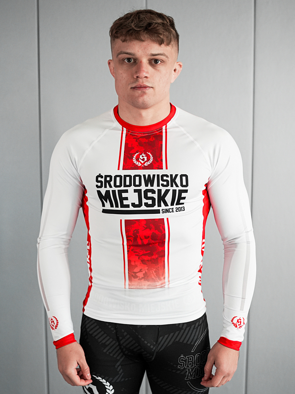 Rashguard "Fusion" longsleeve - White / Red SM_1294 Środowisko Miejskie RASHGUARDS