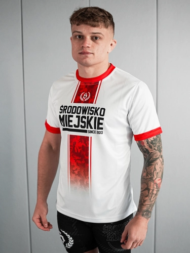 Koszulka Sportowa Mesh "Fusion" - Biała / Czerwona SM_1289 Środowisko Miejskie