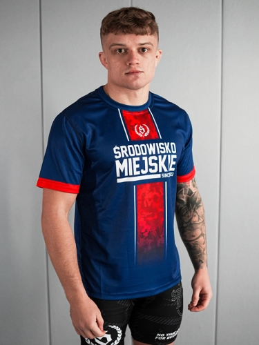 Koszulka Sportowa Mesh "Fusion" - Granatowo / Czerwona SM_1288 Środowisko Miejskie