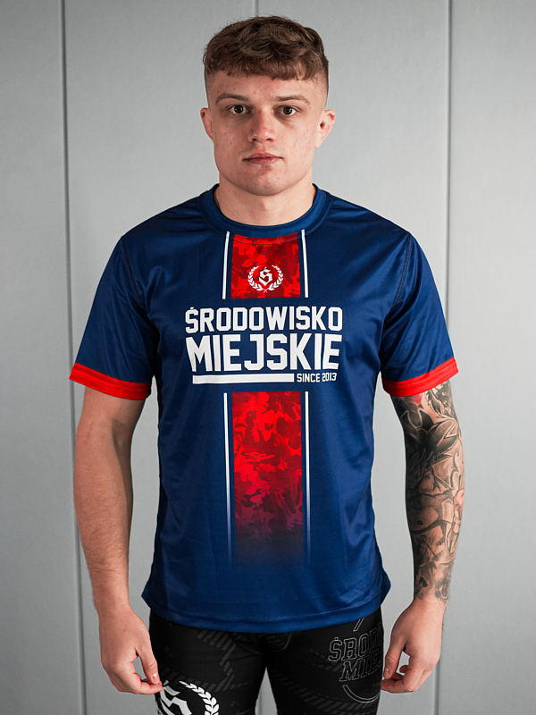 Koszulka Sportowa Mesh "Fusion" - Granatowo / Czerwona SM_1288 Środowisko Miejskie
