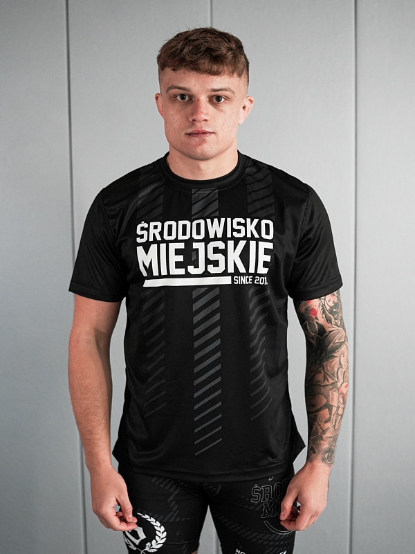 Koszulka Sportowa Mesh "Signature" - Czarna / Szara SM_1287 Środowisko Miejskie