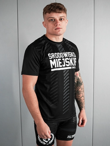 Koszulka Sportowa Mesh "Signature" - Czarna / Szara SM_1287 Środowisko Miejskie