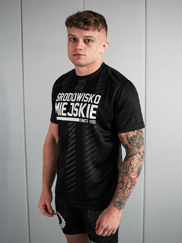 Koszulka Sportowa Mesh "Signature" - Czarna / Szara SM_1287 Środowisko Miejskie