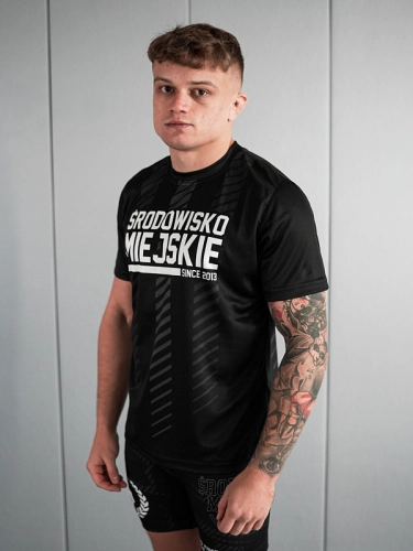 Koszulka Sportowa Mesh "Signature" - Czarna / Szara SM_1287 Środowisko Miejskie