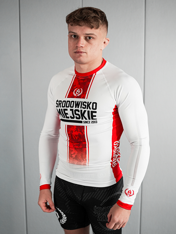 Rashguard "Fusion" longsleeve - Biało / Czerwony SM_1294 Środowisko Miejskie