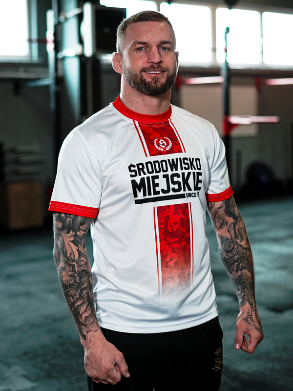 Koszulka Sportowa Mesh "Fusion" - Biała / Czerwona SM_1289 Środowisko Miejskie