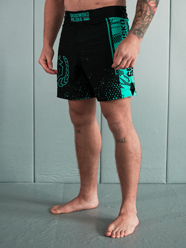 MMA Shorts "Breakdown" - Black / Mint SM_1285 Środowisko Miejskie FIGHT SHORTS