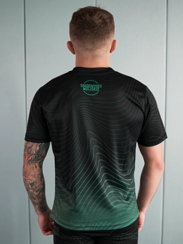Koszulka Sportowa Mesh "Stripes" - Czarna / Zielona SM_1278 Środowisko Miejskie 2