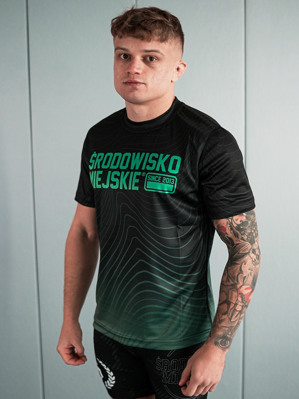 T-shirt Sport Mesh "Stripes" - Black / Green SM_1278 Środowisko Miejskie T-SHIRTS