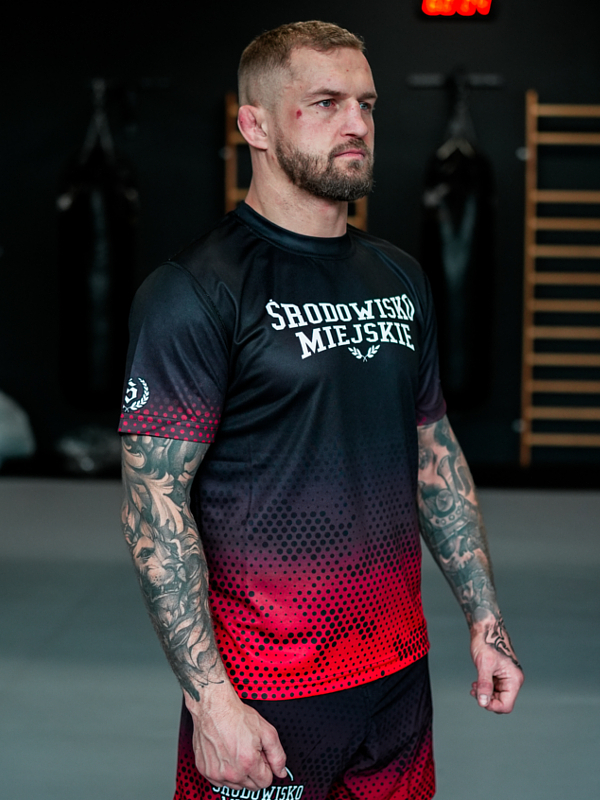 Koszulka Sportowa Mesh "Punch" - Czarna / Czerwona SM_1271 Środowisko Miejskie