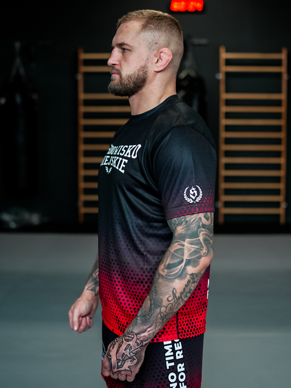 Koszulka Sportowa Mesh "Punch" - Czarna / Czerwona SM_1271 Środowisko Miejskie