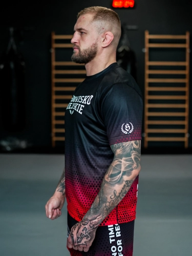 Koszulka Sportowa Mesh "Punch" - Czarna / Czerwona SM_1271 Środowisko Miejskie