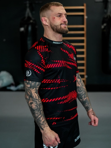 Koszulka Sportowa Mesh "CLS mini" - Czarna / Czerwona SM_1268 Środowisko Miejskie