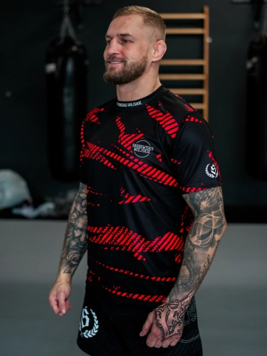 Koszulka Sportowa Mesh "CLS mini" - Czarna / Czerwona SM_1268 Środowisko Miejskie