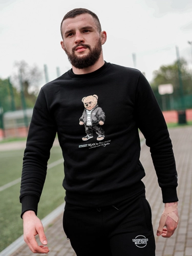 Bluza bez kaptura "Street Bear" - Czarna SM_1316 Środowisko Miejskie