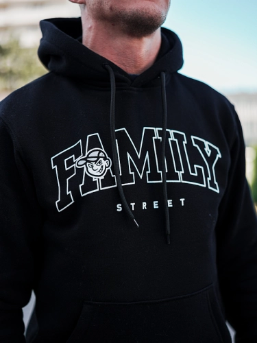 Bluza z kapturem "Street Family" - Czarna / Biała SM_1330 Środowisko Miejskie