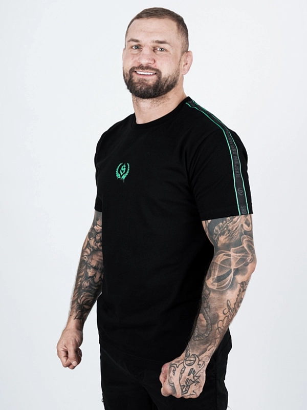 Koszulka "Laur mint lampas" - czarna (Kolor: Czarny - Nadruk: Haft - Materiał: 100% Bawełna - Gramatura: 180g - Płeć: Unisex - Rozmiar: S)