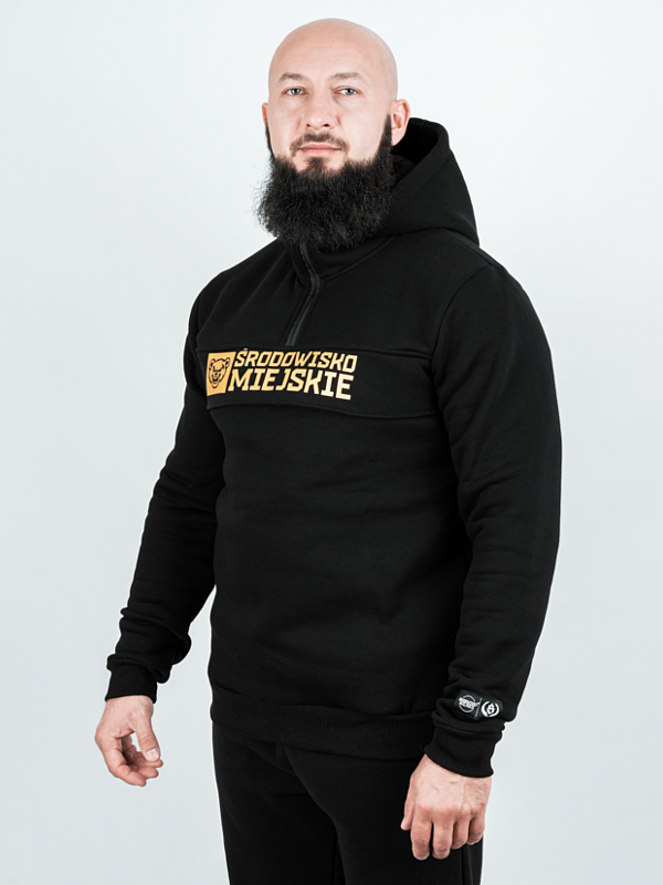 Bluza z kapturem "Essential Bear" - czarna (Kolor: Czarny - Nadruk: Sitodruk - Materiał: 80% Bawełna, 20% Poliester - Gramatura: 320g - Płeć: Unisex - Rozmiar: M)
