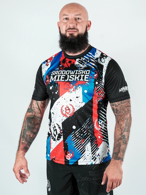 Koszulka Sportowa Mesh "Mordka Spray" - Czarna (Kolor: Czarny - Nadruk: Sublimacja - Materiał: 100% Poliester - Gramatura: 180g - Płeć: Unisex - Rozmiar: S)