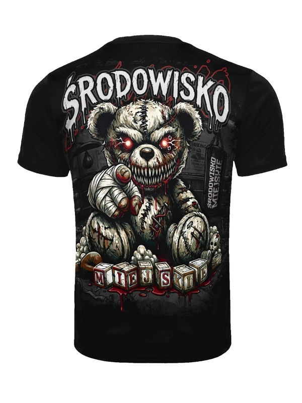 Koszulka Sportowa Mesh "Zombie Bear" - Czarna (Kolor: Czarny - Nadruk: Sublimacja - Materiał: 100% Poliester - Gramatura: 180g - Płeć: Unisex - Rozmiar: L)